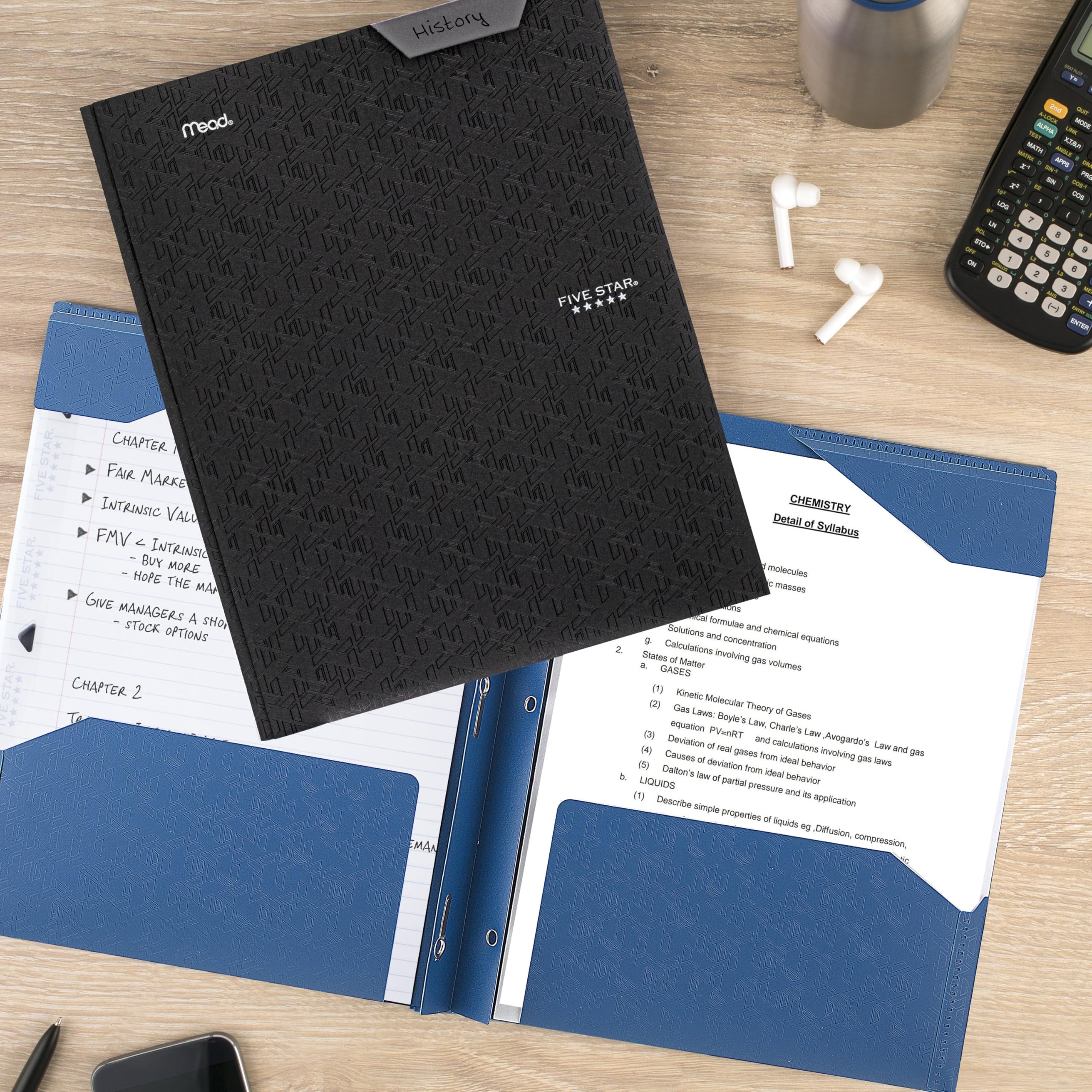 Five Star 2-Pocket Folder, Plastic Folder with Stay-Put Tabs and Prong Fasteners, Holds 8-1/2" x 11" Paper, Black (72113) - Image 7