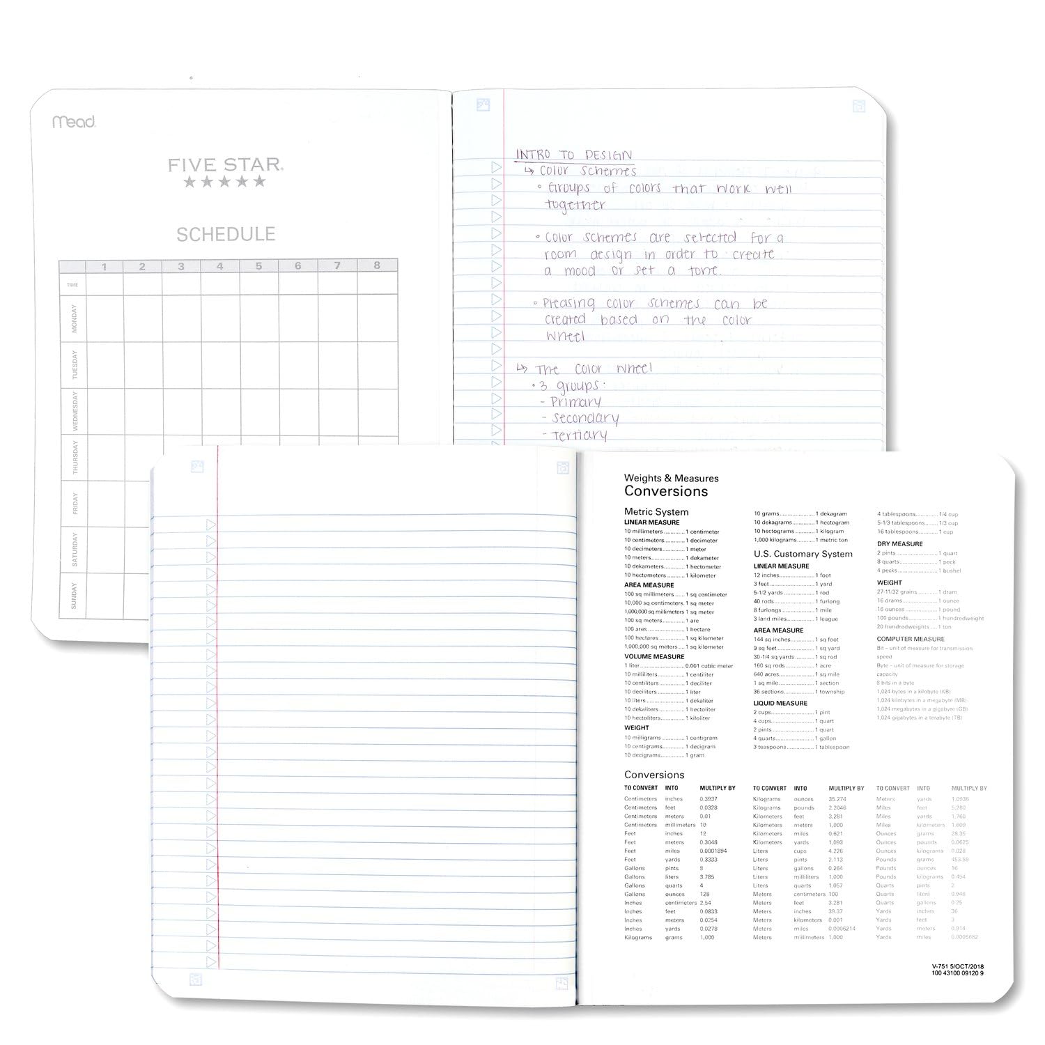 Five Star Composition Books + Study App, 6 Pack, College Ruled Paper, 9-3/4" x 7-1/2", 80 Sheets, Black, Red, Green, Blue, Purple, White (850065A-ECM) - Image 5