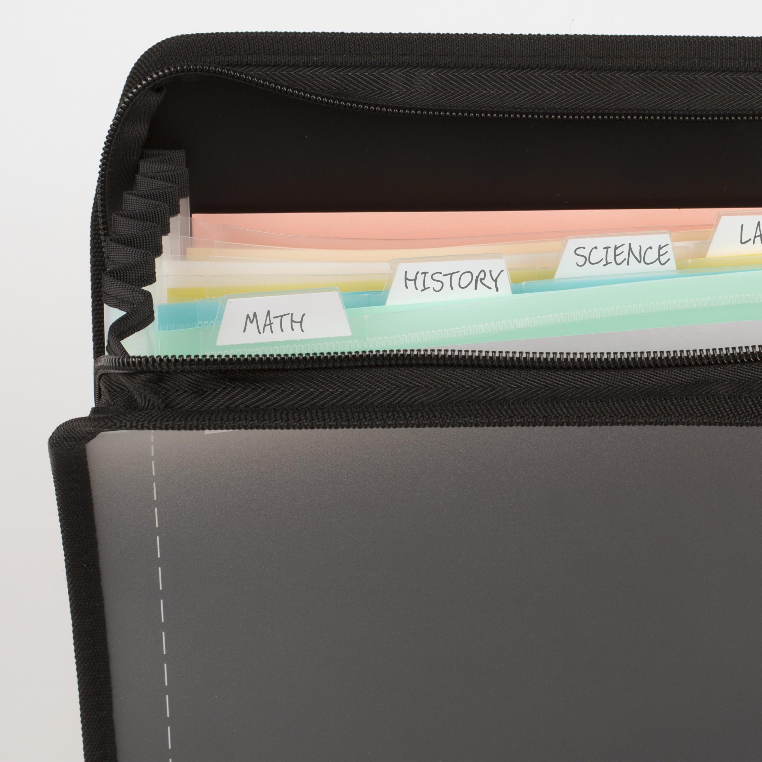 Five Star Expanding File Organizer + Study App, 7-Pocket Accordian File Organizer, Zipper Closure, Holds 8-1/2" x 11" Paper, Black (72709) - Image 4