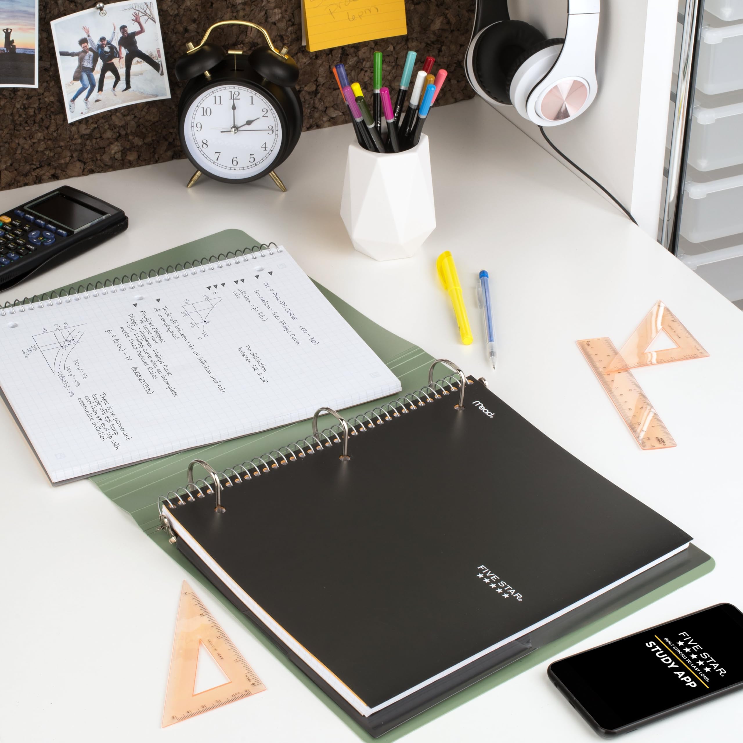 Five Star Spiral Notebook + Study App, 1 Subject, Graph Ruled Paper, 8-1/2" x 11", 100 Sheets, Fights Ink Bleed, Water Resistant Cover, Black (73679) - Image 8