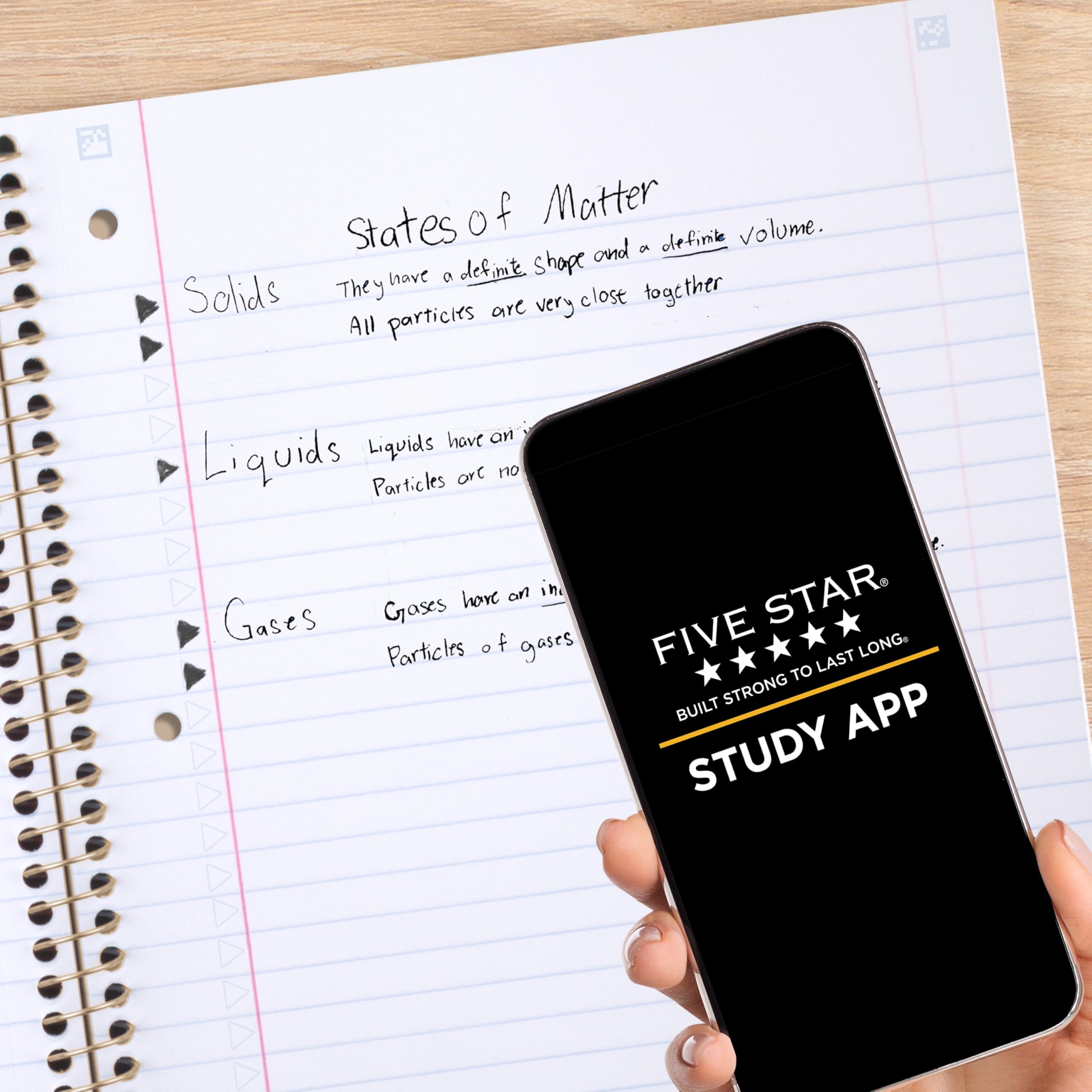 Five Star Spiral Notebook + Study App, 1 Subject, Wide Ruled, 8" x 10-1/2", 80 Sheets, Fights Ink Bleed, Water Resistant Cover, Pastel Waves (930060F) - Image 3