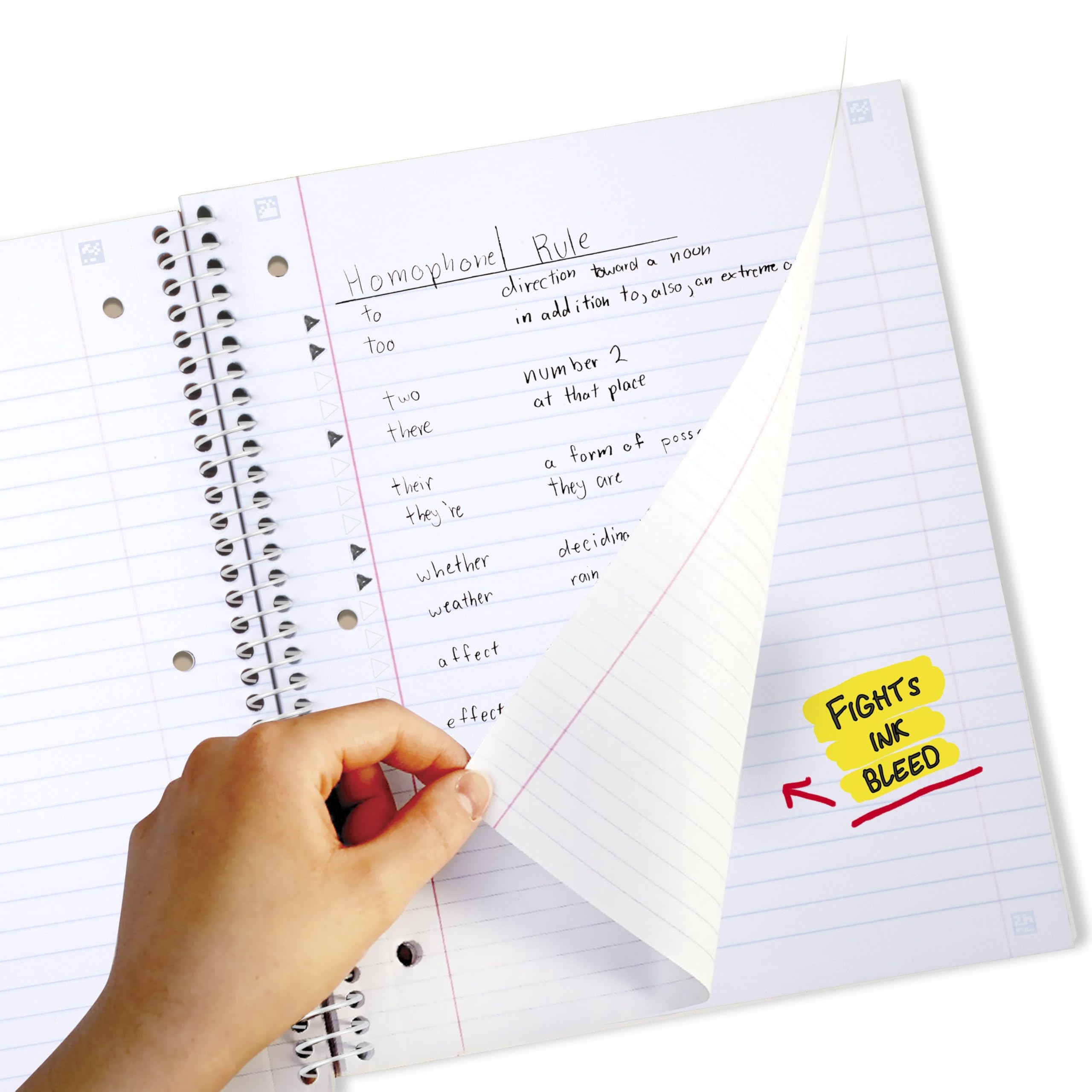 Five Star Spiral Notebook + Study App, 1 Subject, Wide Ruled, 8" x 10-1/2", 80 Sheets, Fights Ink Bleed, Water Resistant Cover, Pastel Waves (930060F) - Image 4