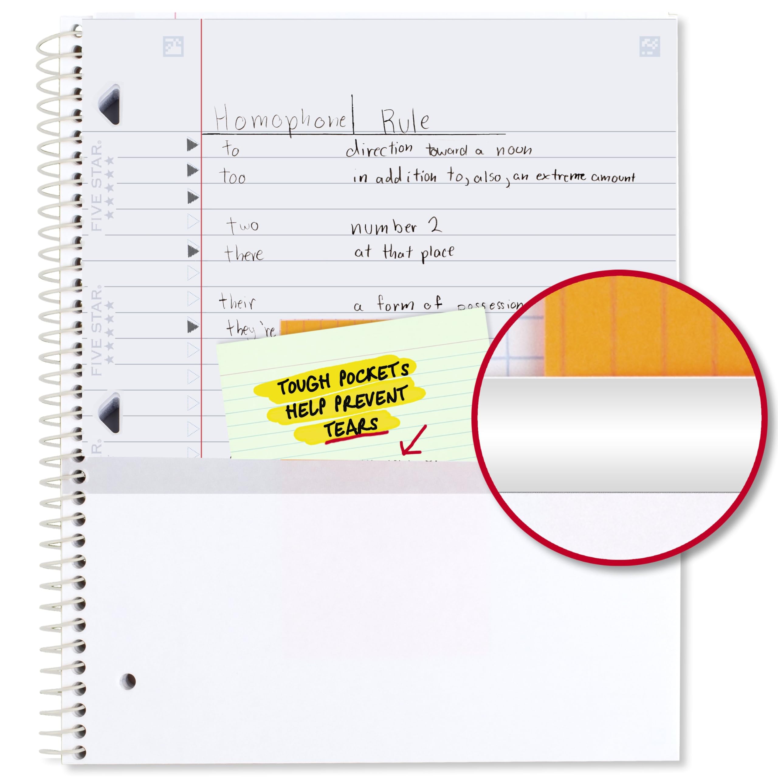 Five Star Spiral Notebook + Study App, 1 Subject, Wide Ruled, 8" x 10-1/2", 80 Sheets, Fights Ink Bleed, Water Resistant Cover, Pastel Waves (930060F) - Image 5