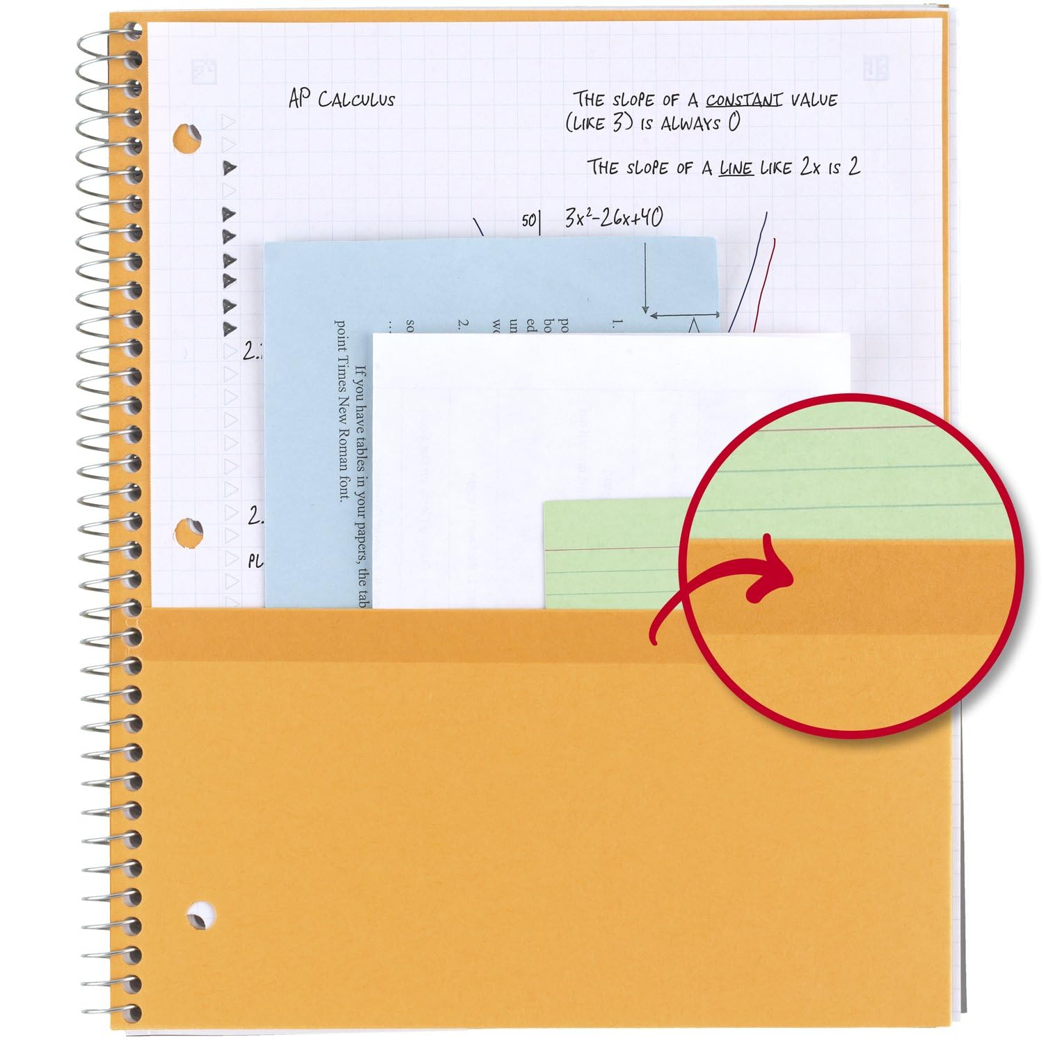 Five Star Spiral Notebook + Study App, 2 Pack, 1 Subject, College Ruled Paper, 100 Sheets, 8-1/2" x 11", Pacific Blue, Fire Red (38452) - Image 4