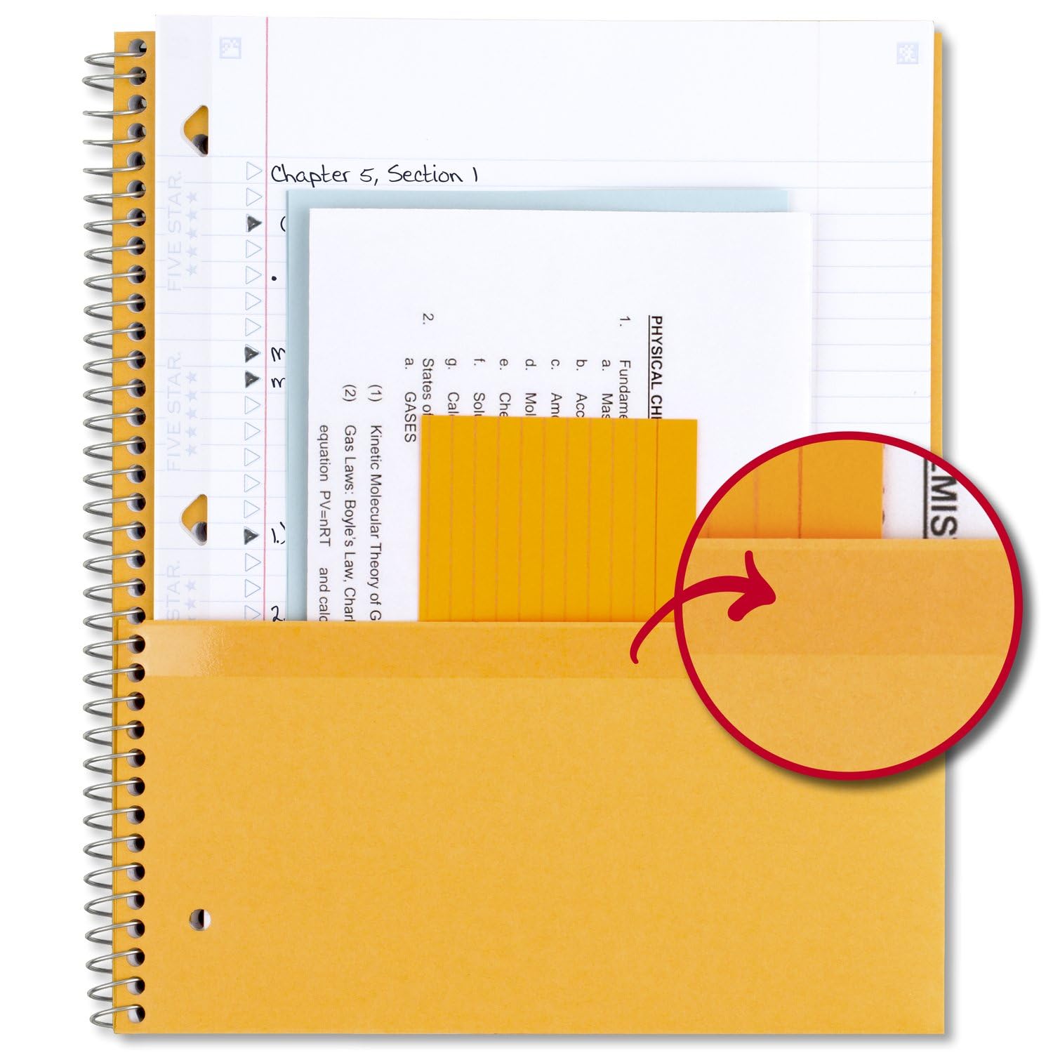 Five Star Spiral Notebook + Study App, 3 Pack, 1 Subject, College Ruled Paper, 100 Sheets, 8-1/2" x 11", Forest Green, Fire Red, Pacific Blue (820189-ECM) - Image 5
