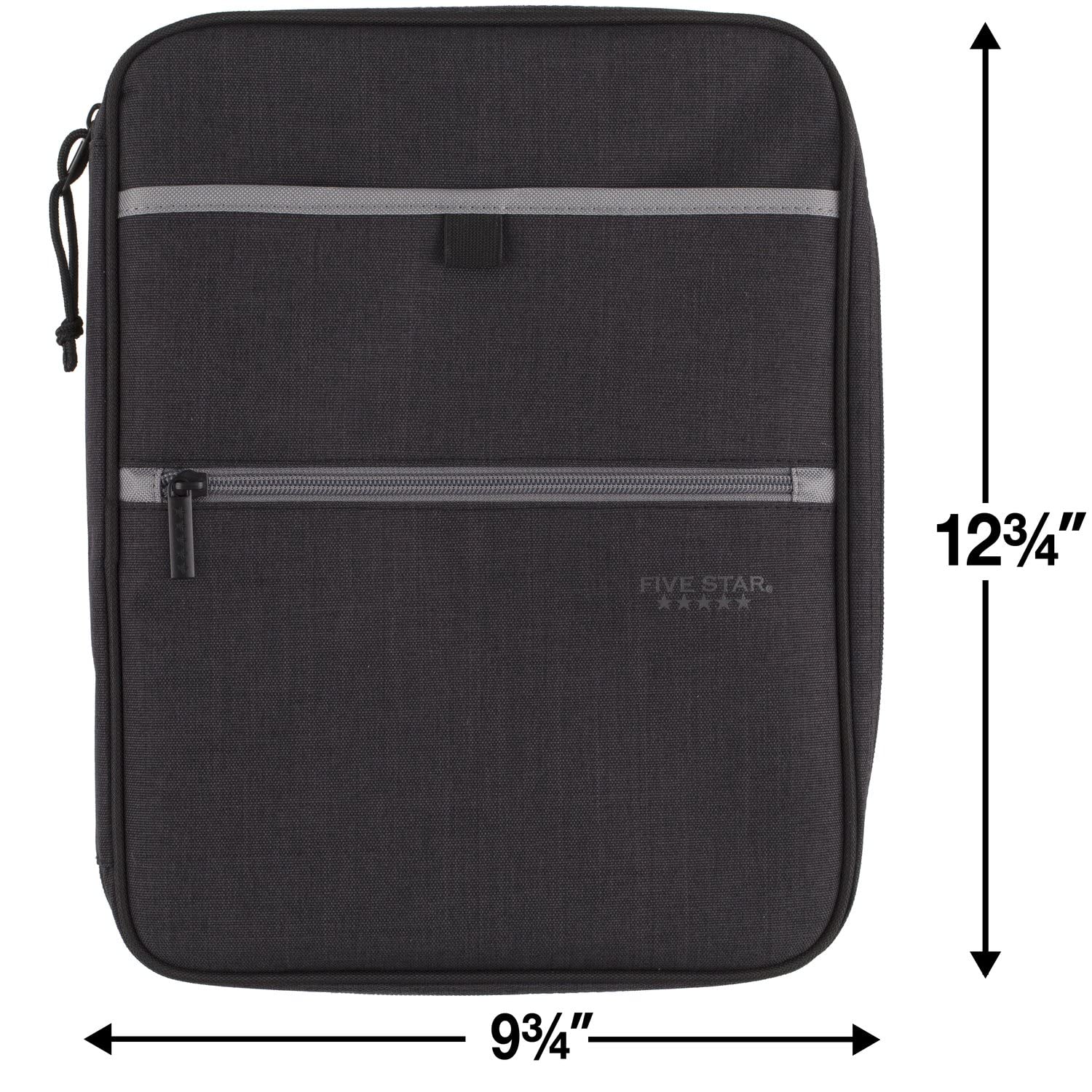 Five Star Zipper Binder, 1 Inch 3-Ring Binder with Round Rings, Carry-All with Pockets and 4-Tab Dividers, 375 Sheet Capacity, Black/Gray (29092IT8) - Image 7
